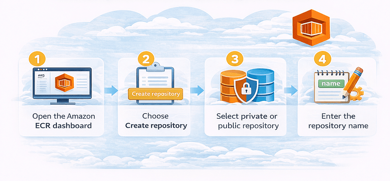 Basic steps to create a repository in AWS ECR
