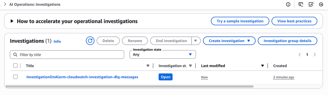 Figure 10 — Open CloudWatch Investigation