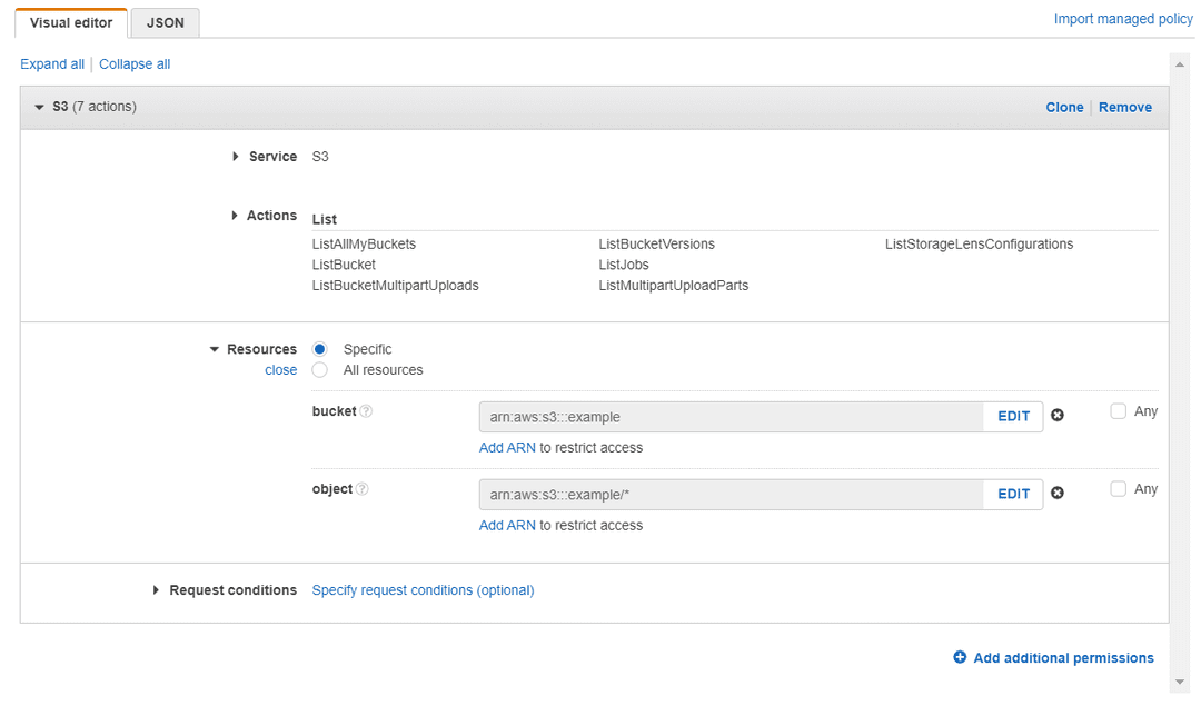 AWS Visual Policy Editor