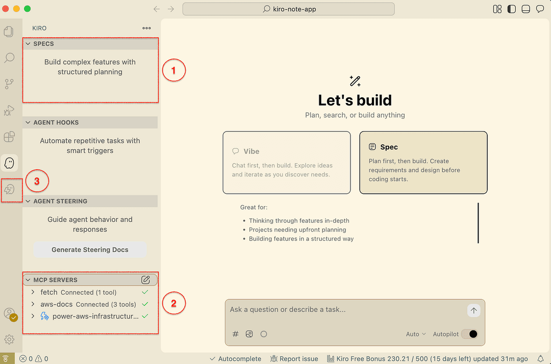 Figure 01: Kiro with an eye-friendly light theme